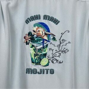 Hook & Tackle Men's Embroidered Mahi Mahi Mojito Hawaiian Fishing Shirt Size L
